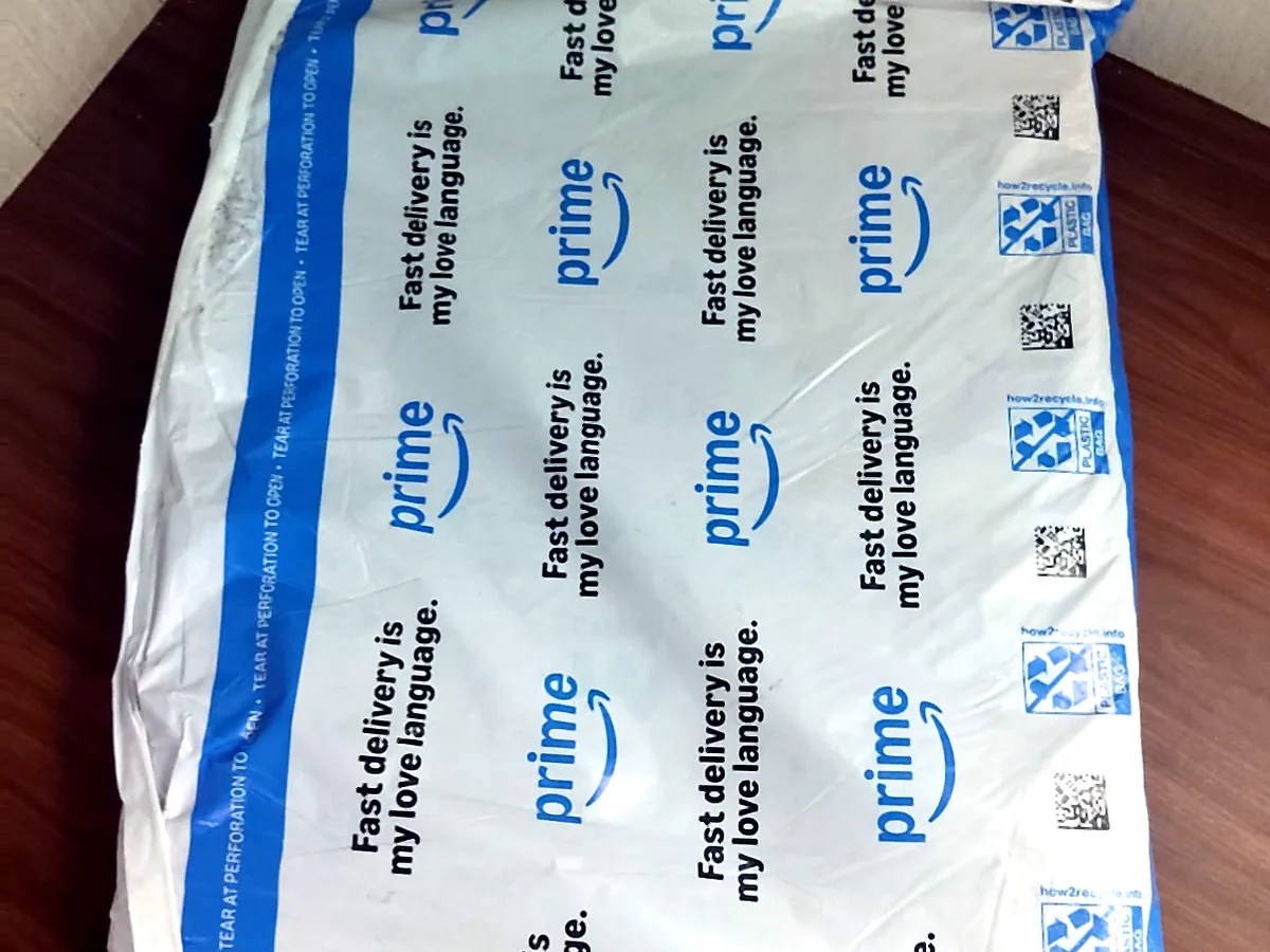 Actual courier packaging bags held in stock